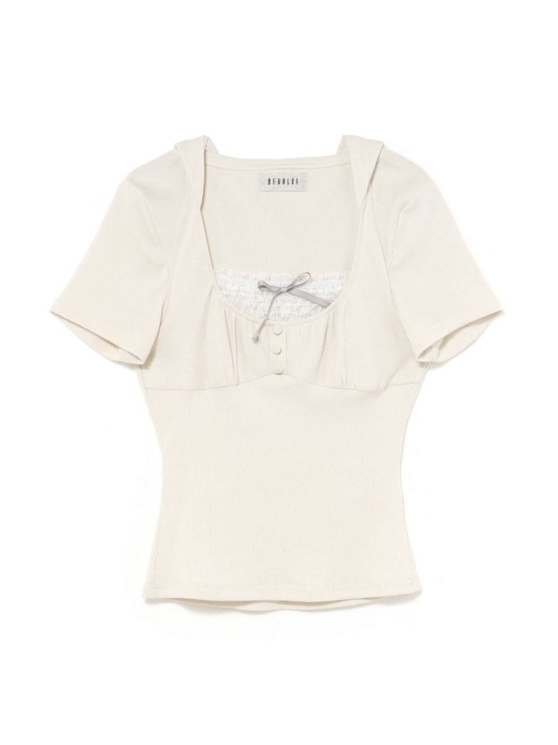 BUBBLES ガーリーフードトップス グレー gray BUBBLES】ガーリーフードトップス | sparkling mall online store