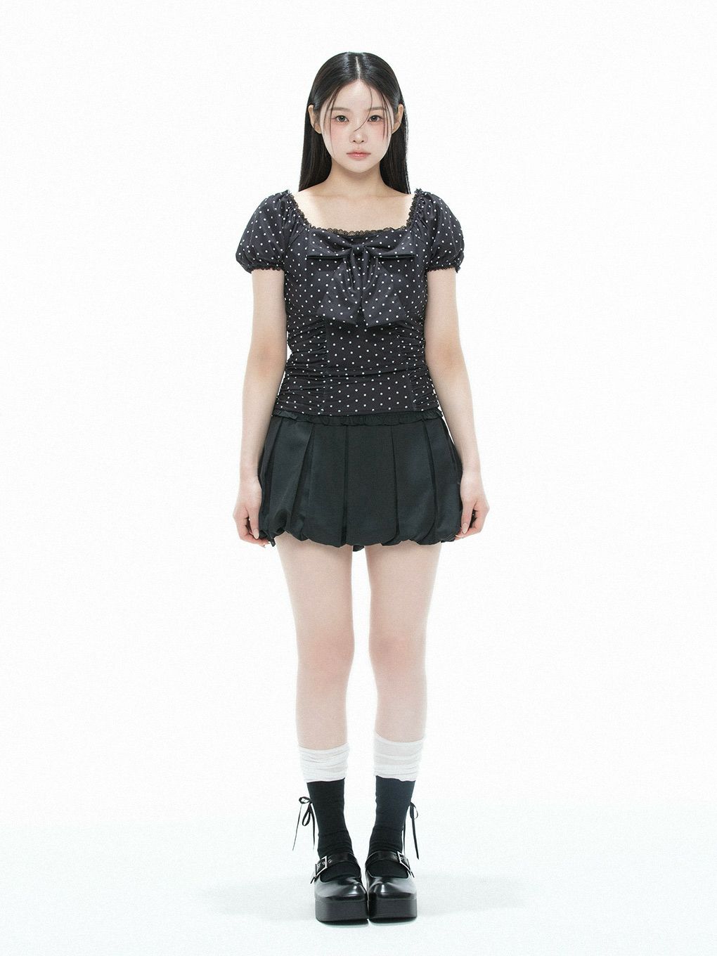 【BUBBLES】パターンリボントップス