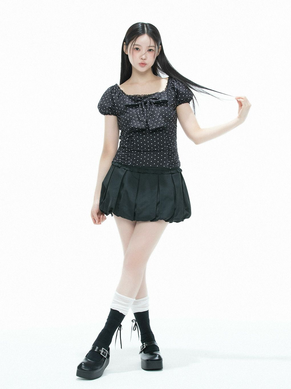 【BUBBLES】パターンリボントップス