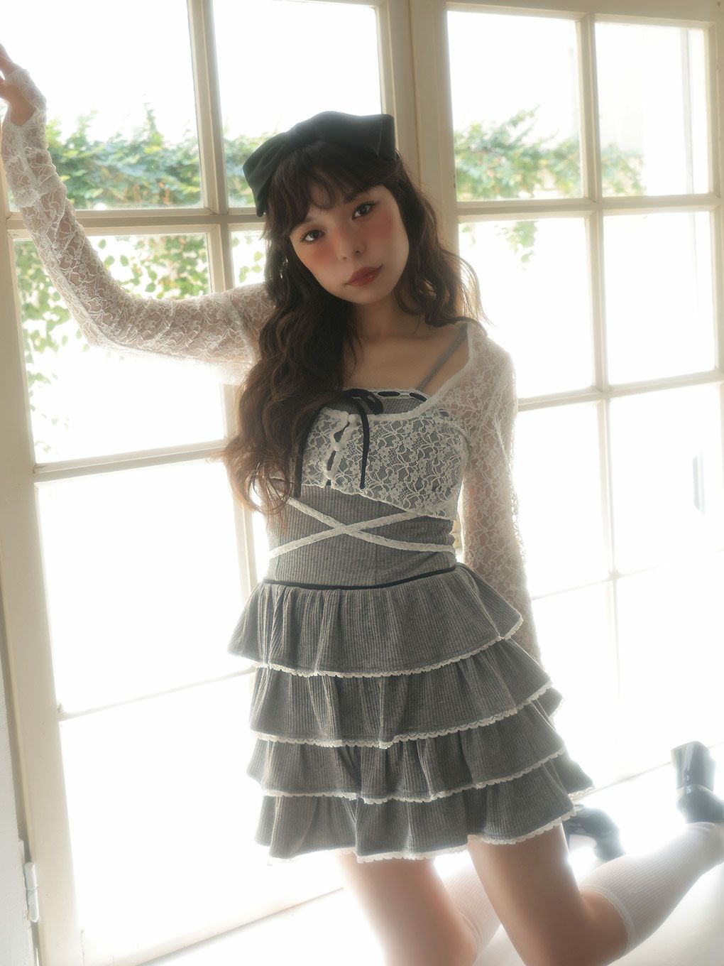 【BUBBLES】リブガーリーアンサンブルワンピース