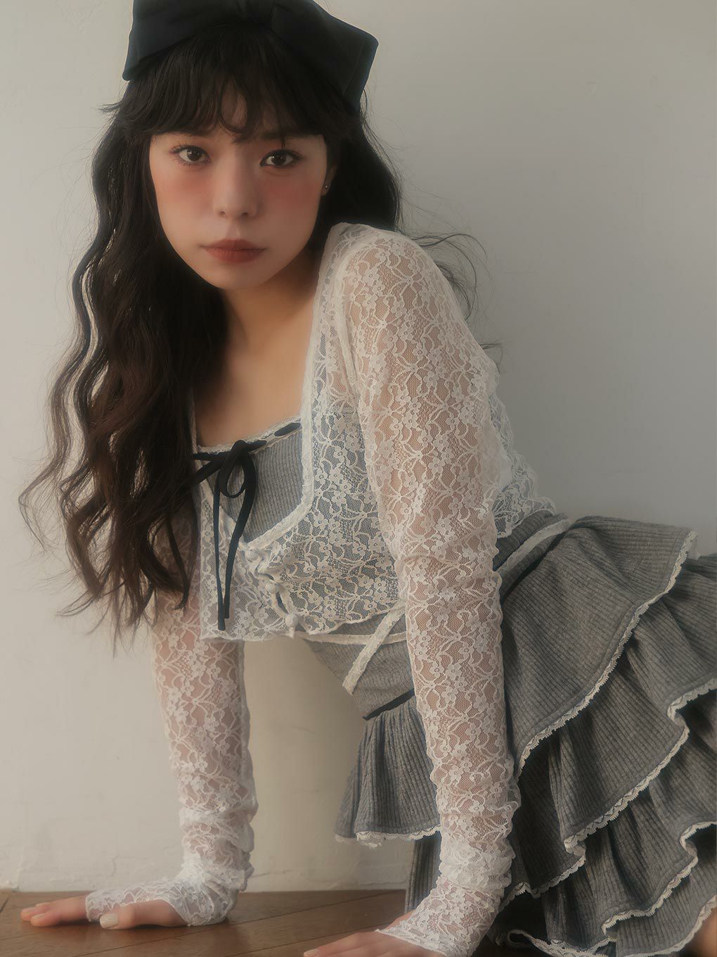 【BUBBLES】リブガーリーアンサンブルワンピース