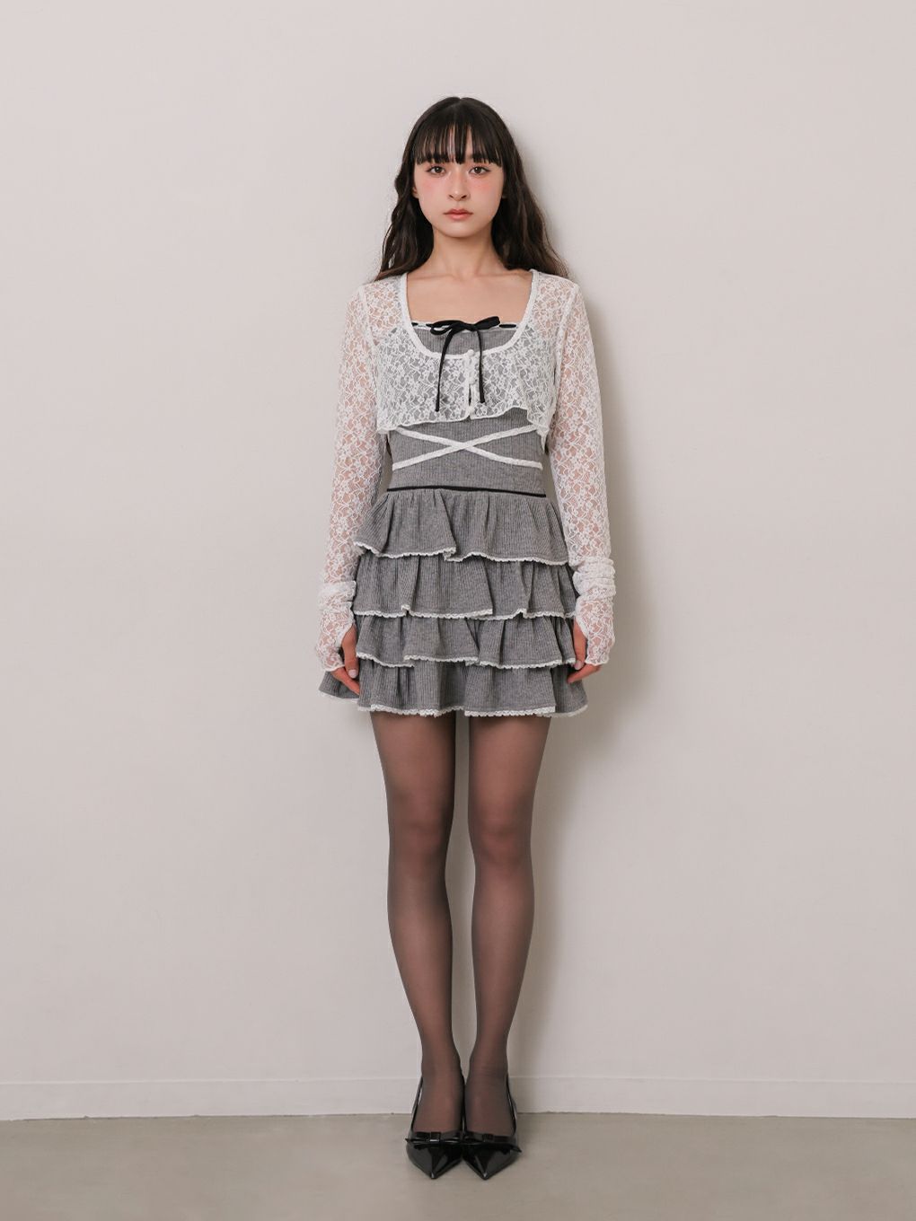 【BUBBLES】リブガーリーアンサンブルワンピース