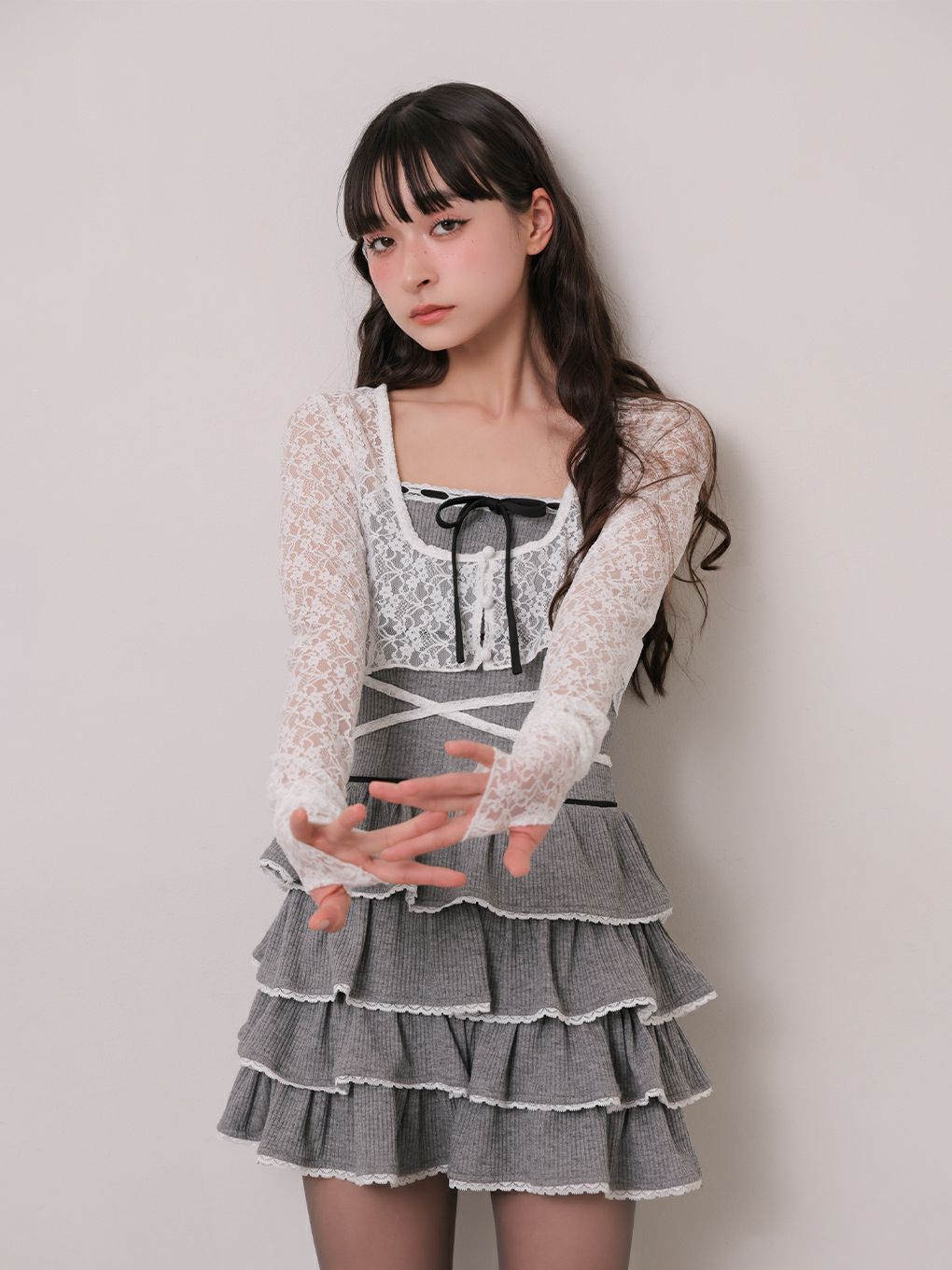 【BUBBLES】リブガーリーアンサンブルワンピース