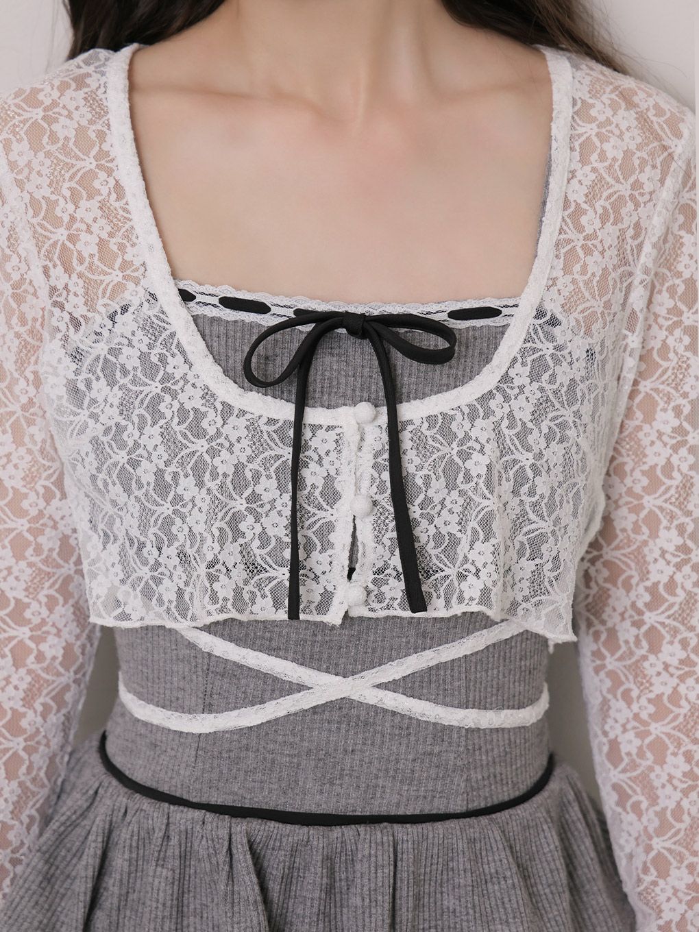 【BUBBLES】リブガーリーアンサンブルワンピース