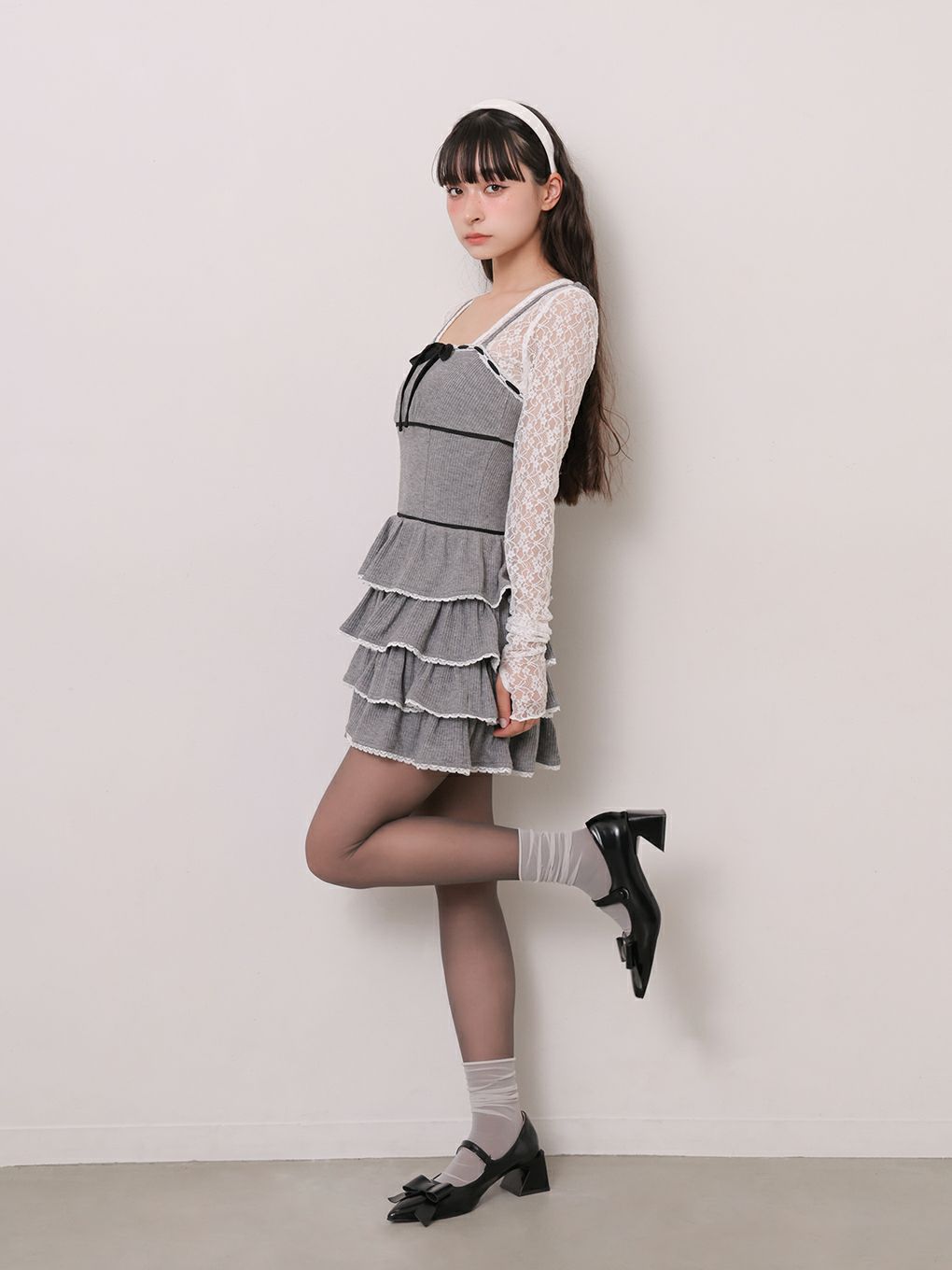 【BUBBLES】リブガーリーアンサンブルワンピース