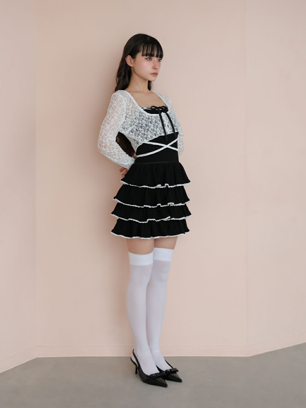 【BUBBLES】リブガーリーアンサンブルワンピース