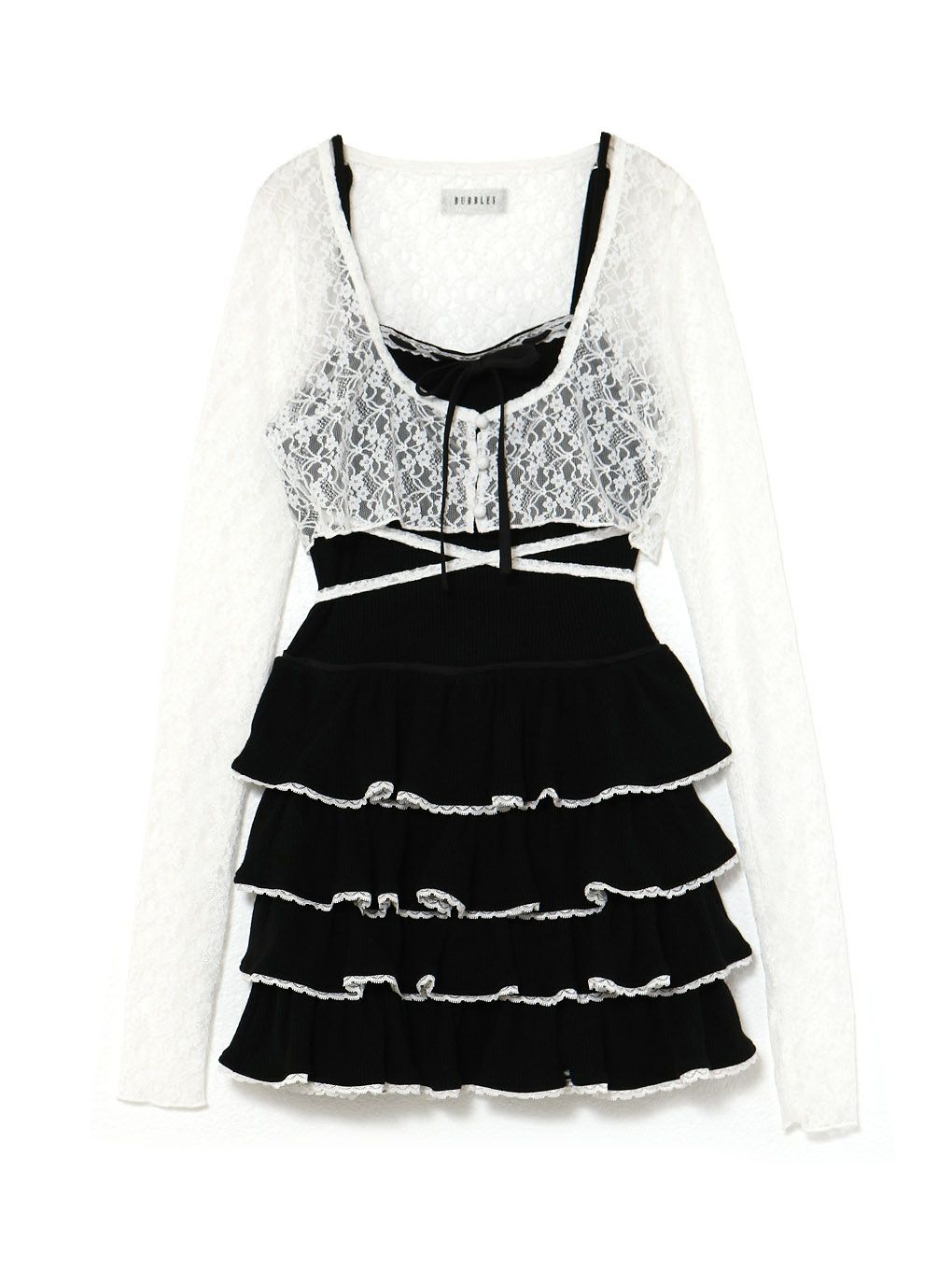 【BUBBLES】リブガーリーアンサンブルワンピース