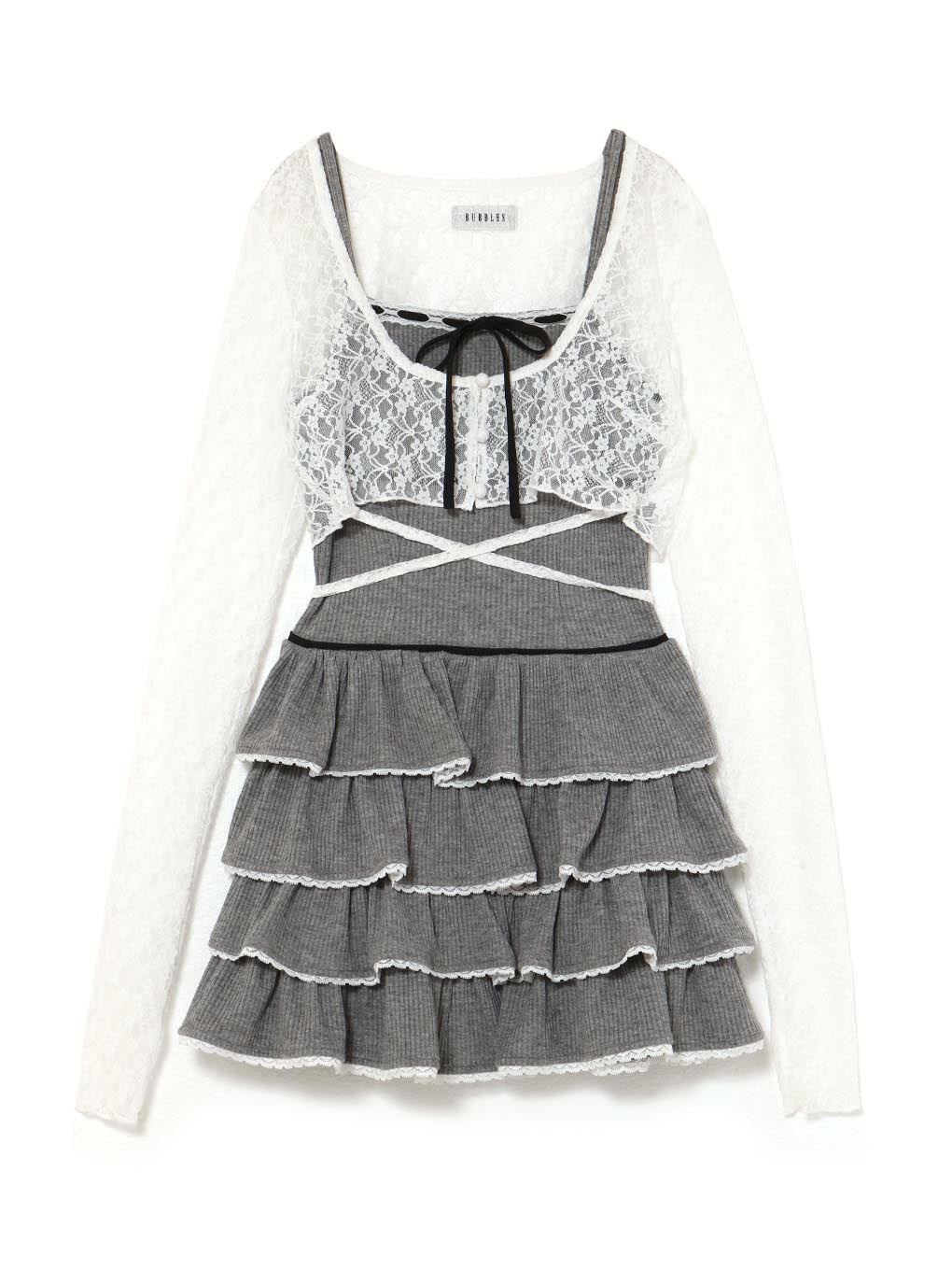 【BUBBLES】リブガーリーアンサンブルワンピース