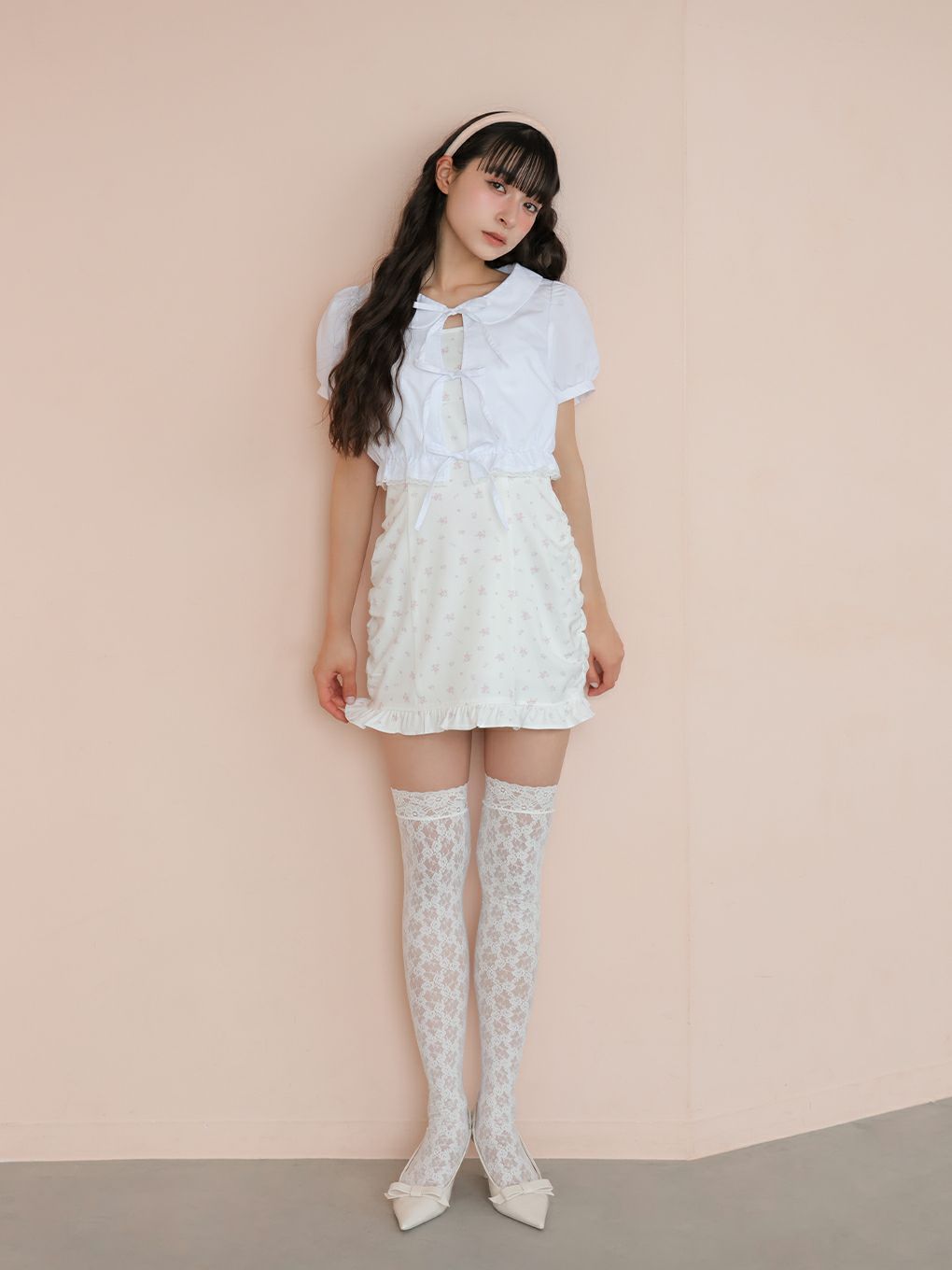 【BUBBLES】コットンリボンワンピース