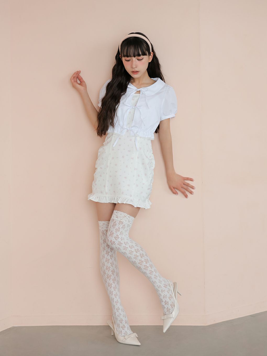 【BUBBLES】コットンリボンワンピース