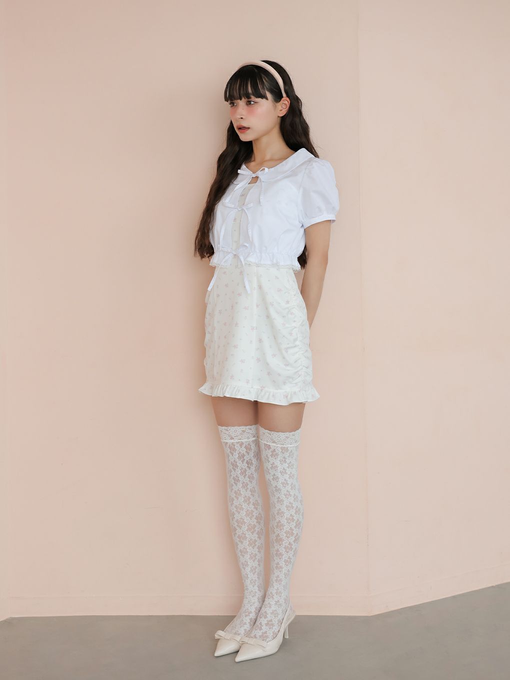 【BUBBLES】コットンリボンワンピース