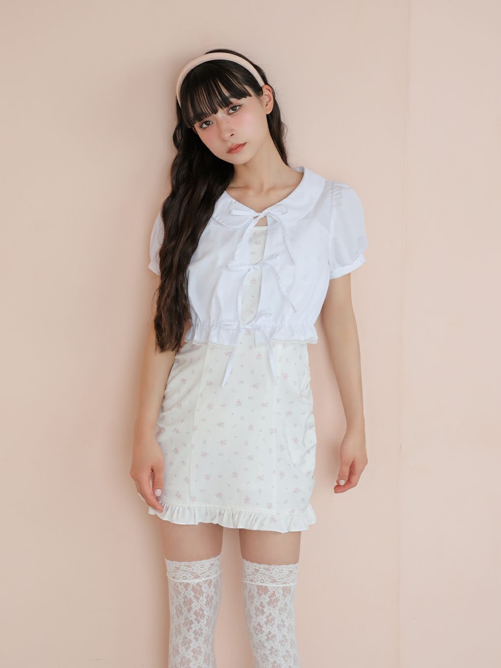 【BUBBLES】コットンリボンワンピース