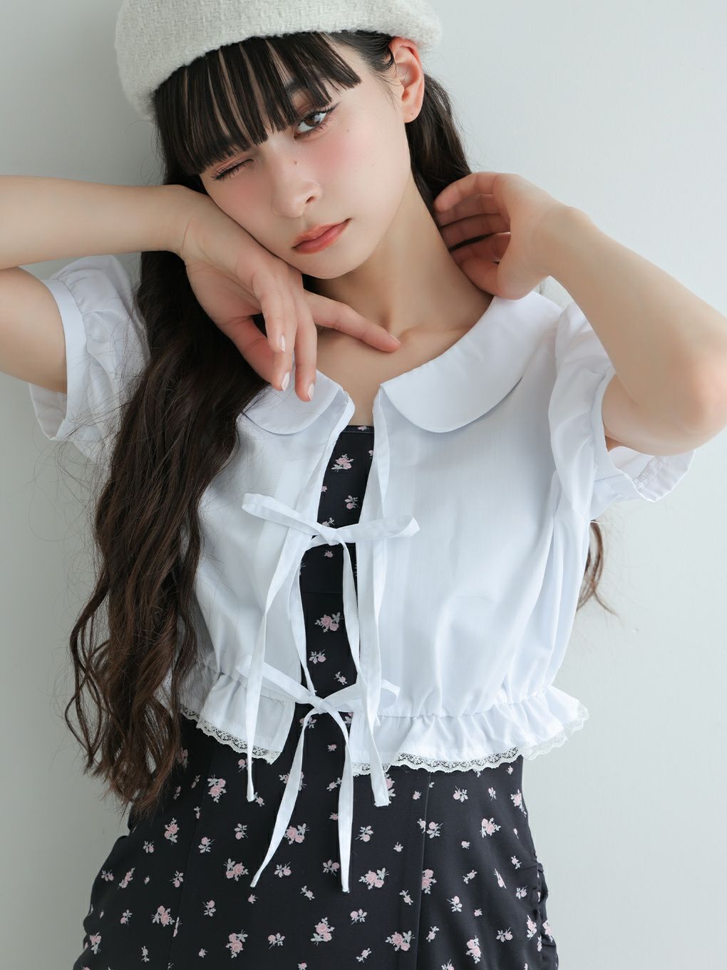 【BUBBLES】コットンリボンワンピース