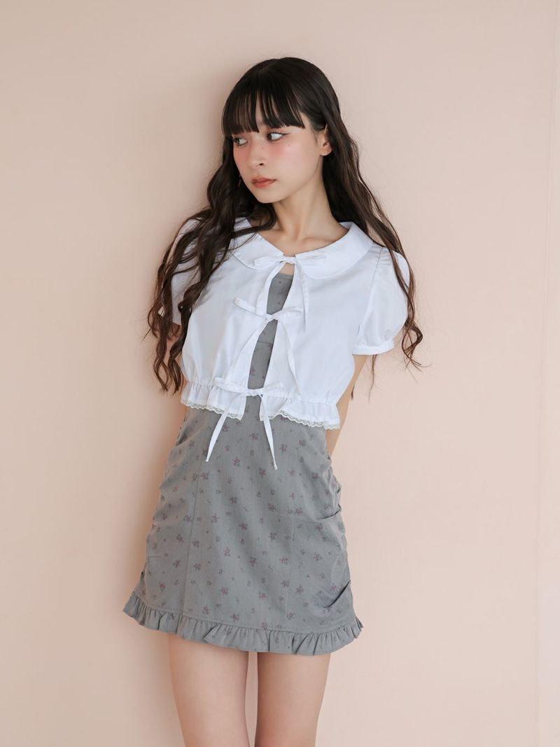 bubbles コットンリボンワンピース グレー BUBBLES】コットンリボンワンピース | sparkling mall online store