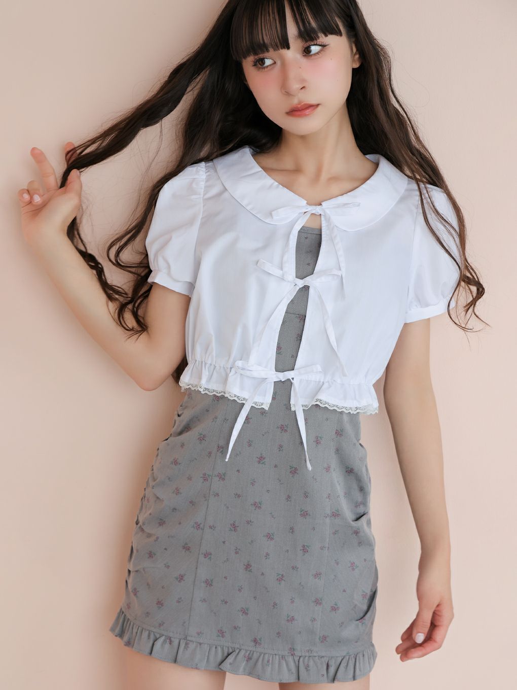 【BUBBLES】コットンリボンワンピース