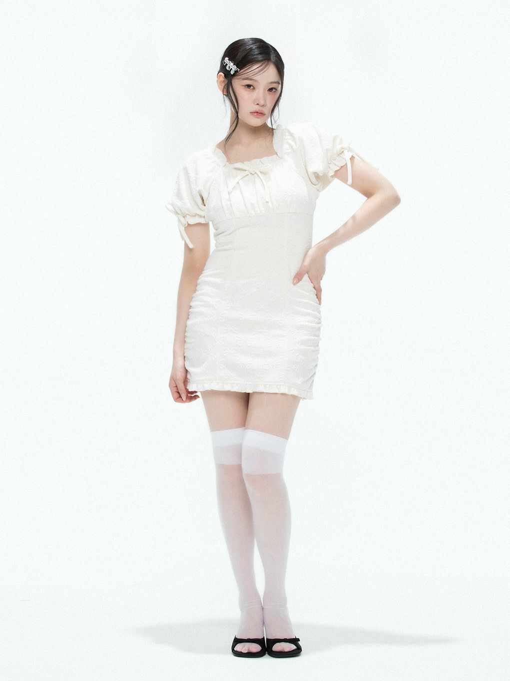 【BUBBLES】リボンジャガードワンピース