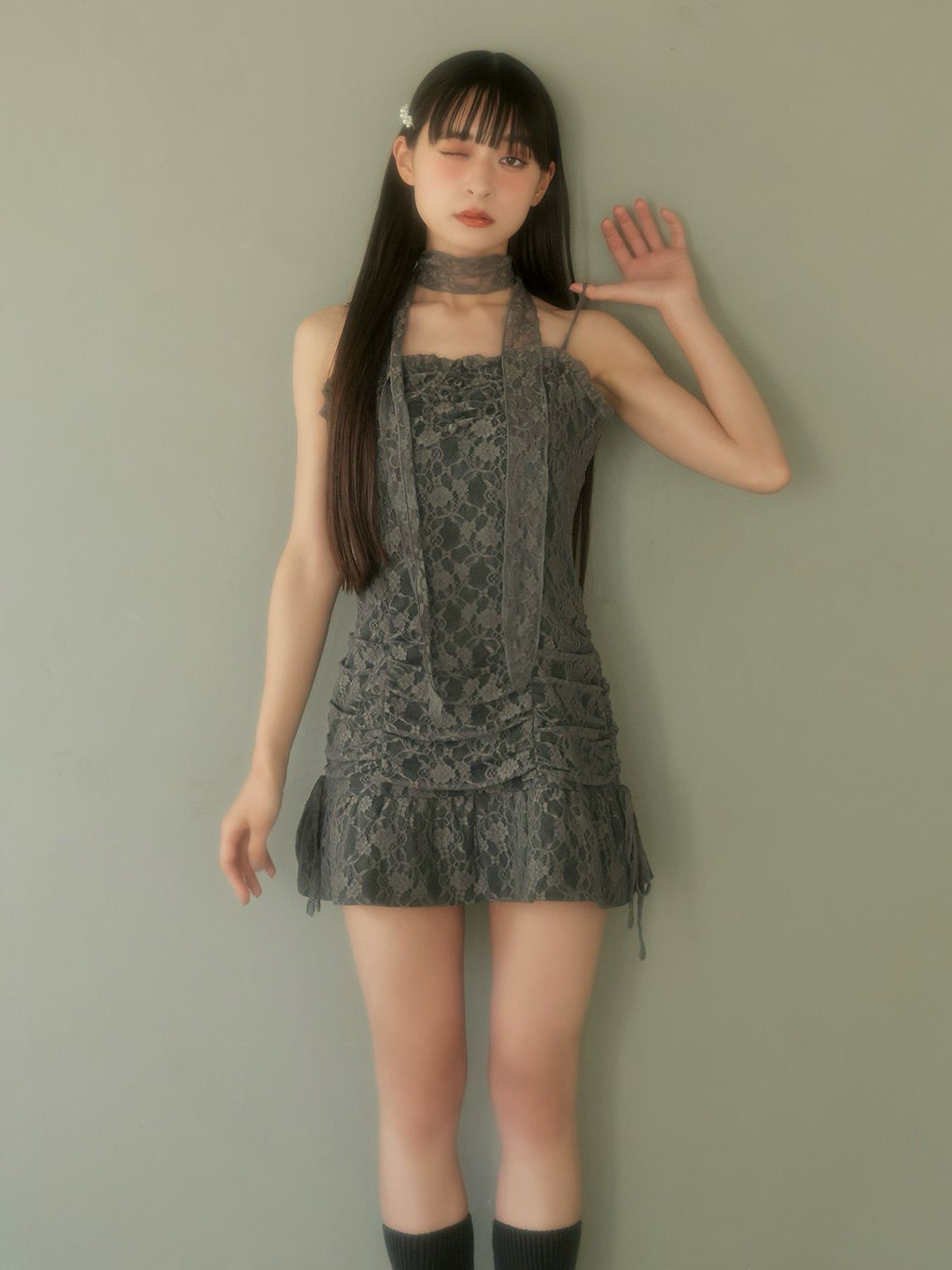 【BUBBLES】レースギャザーワンピース