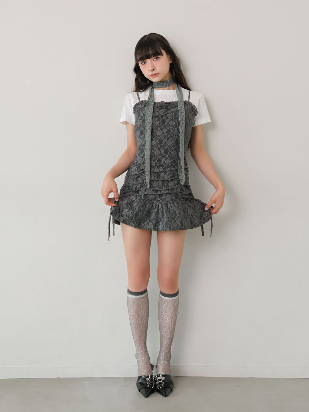 【BUBBLES】レースギャザーワンピース