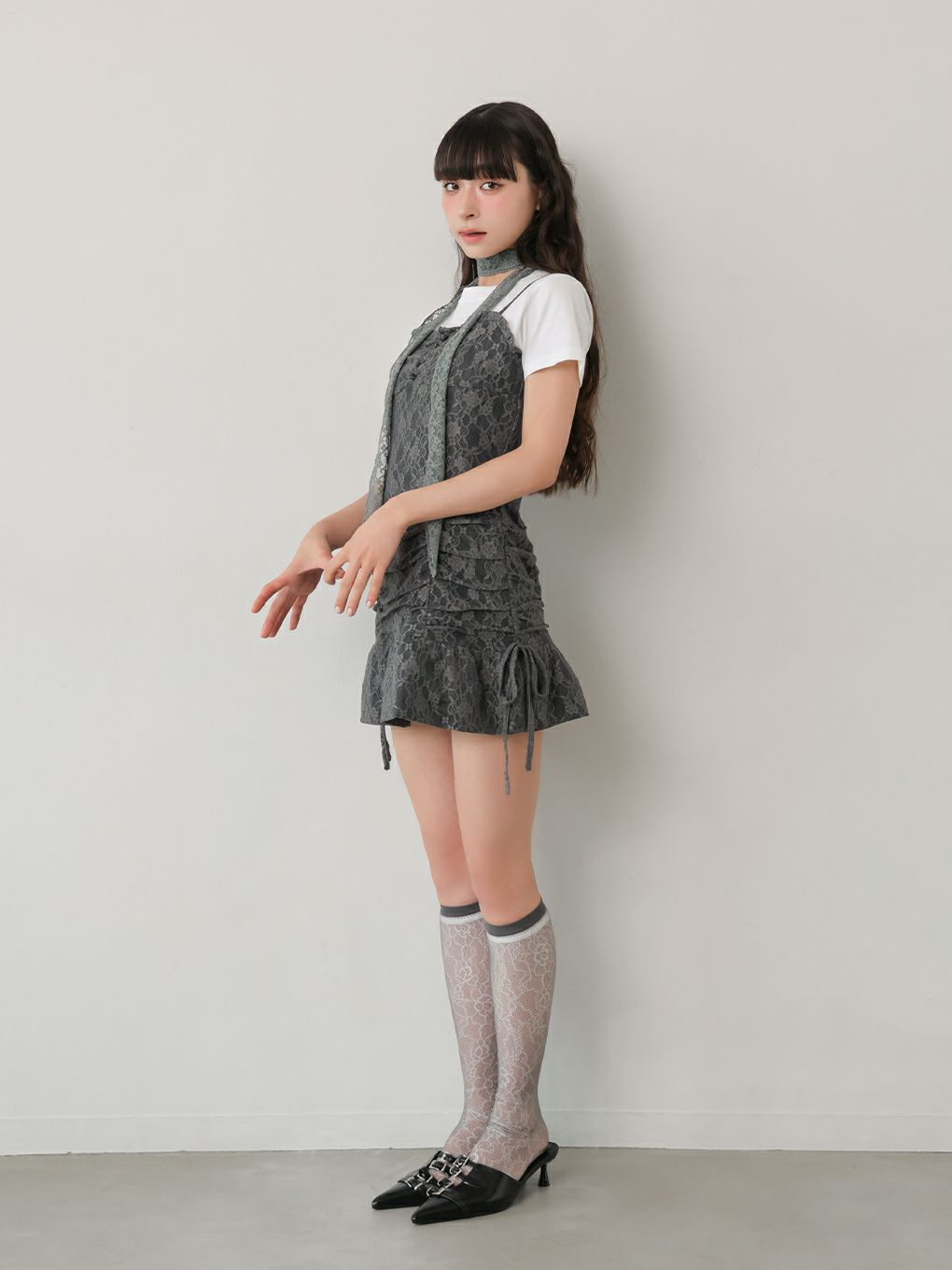 【BUBBLES】レースギャザーワンピース