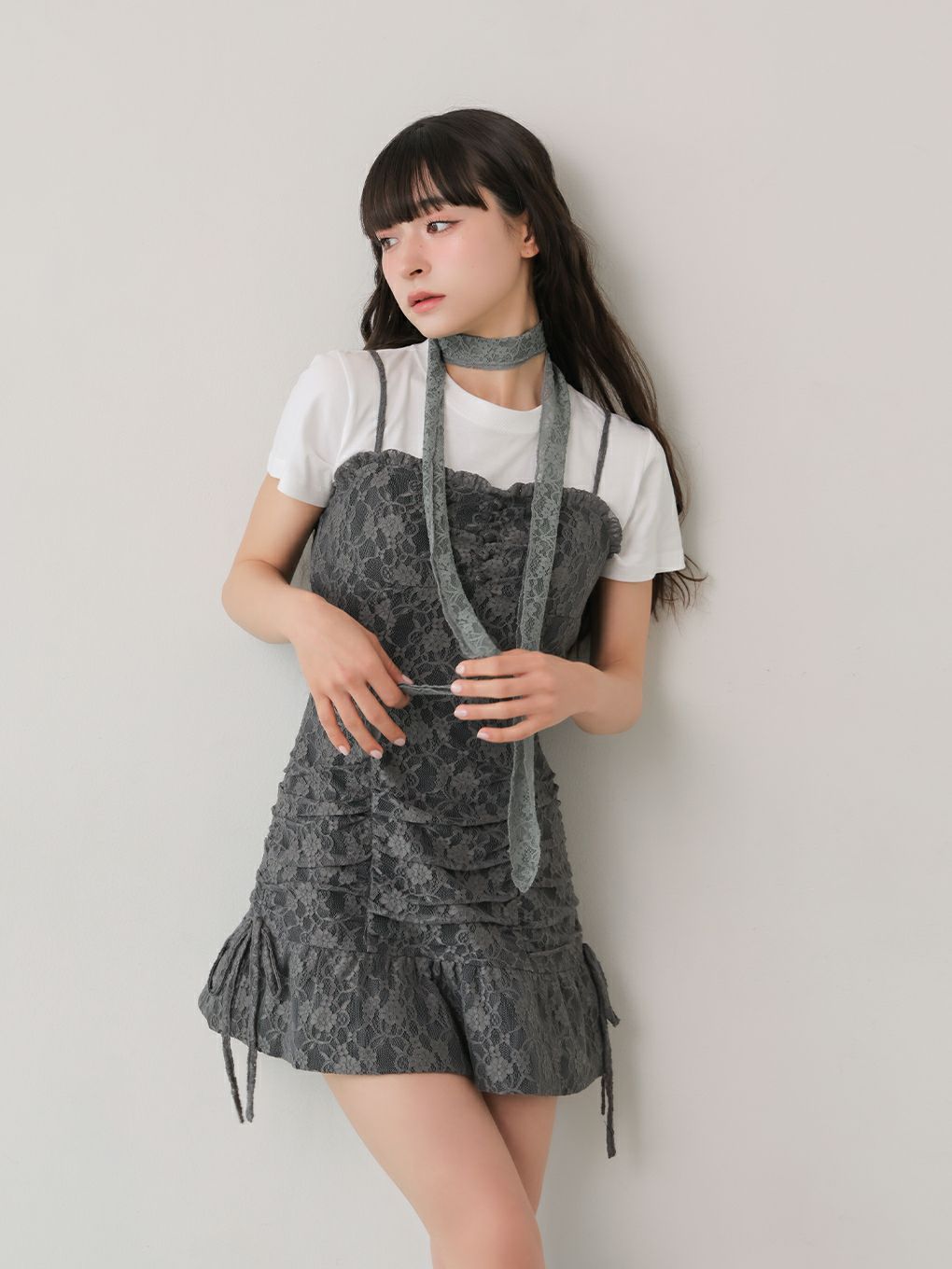 【BUBBLES】レースギャザーワンピース