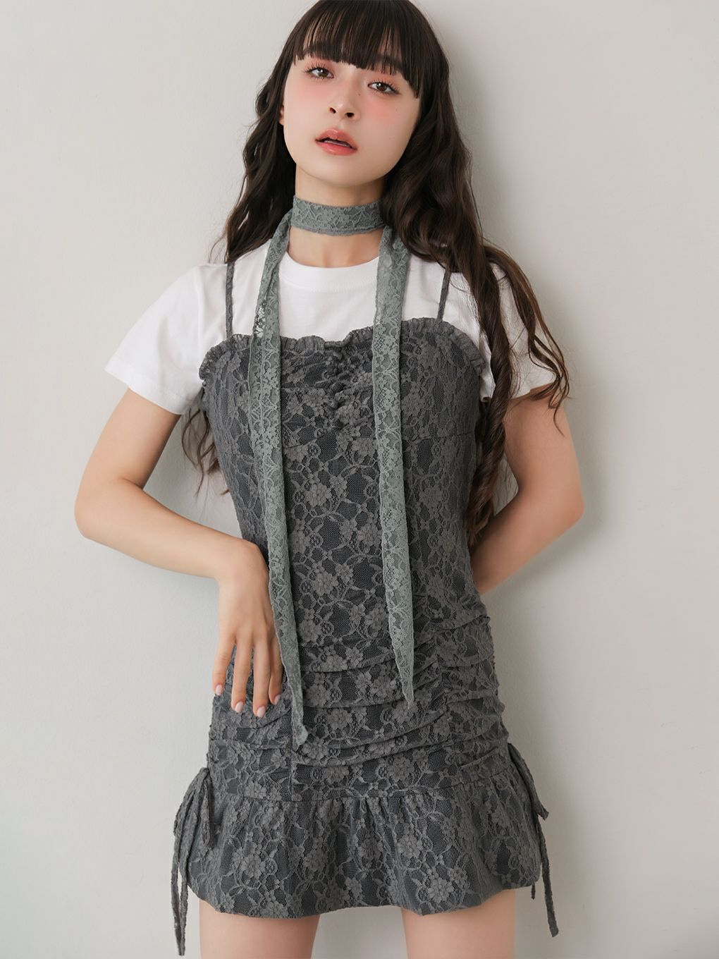 【BUBBLES】レースギャザーワンピース