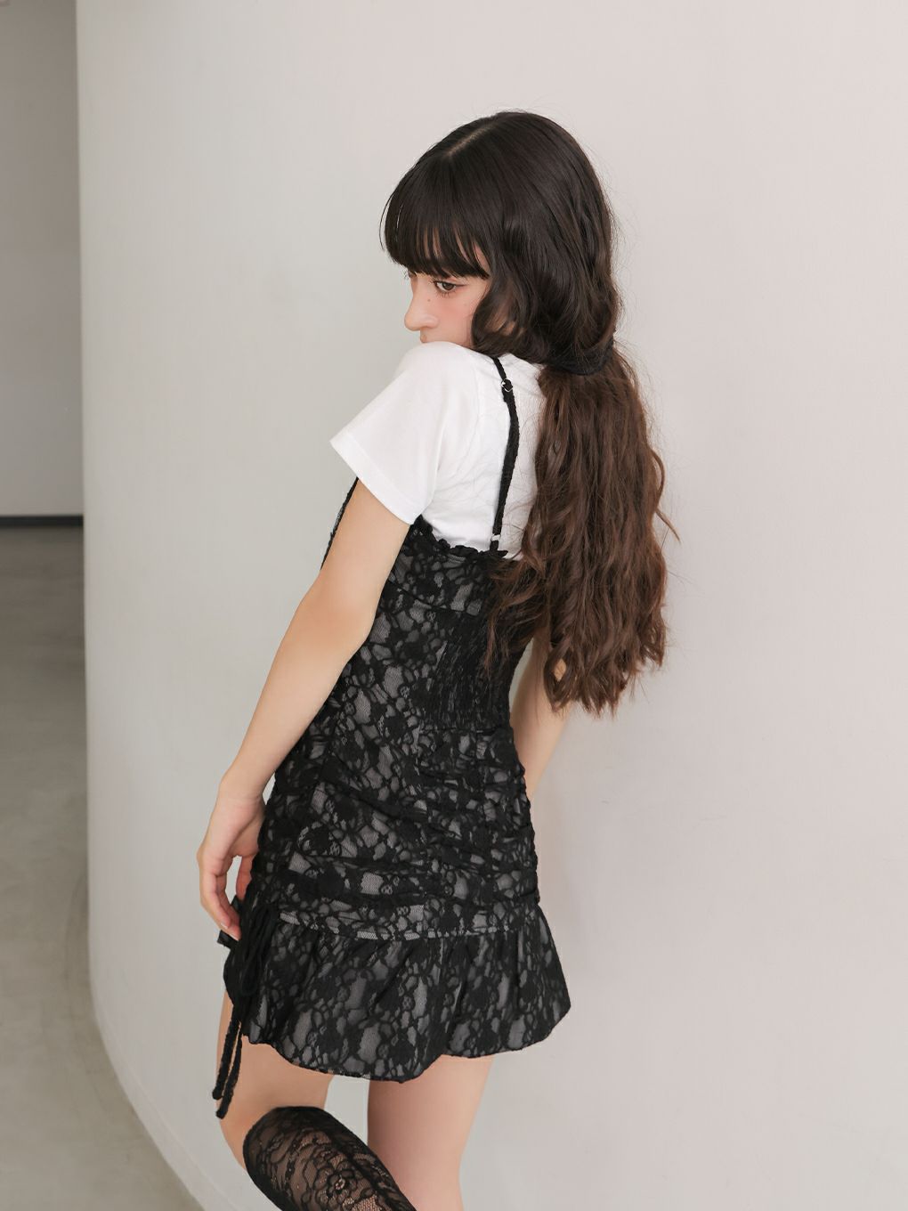 【BUBBLES】レースギャザーワンピース