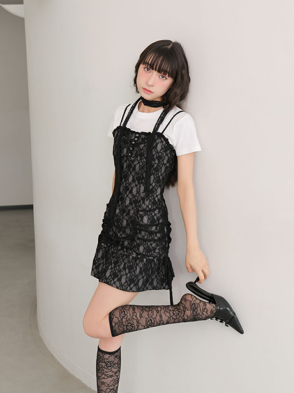 【BUBBLES】レースギャザーワンピース