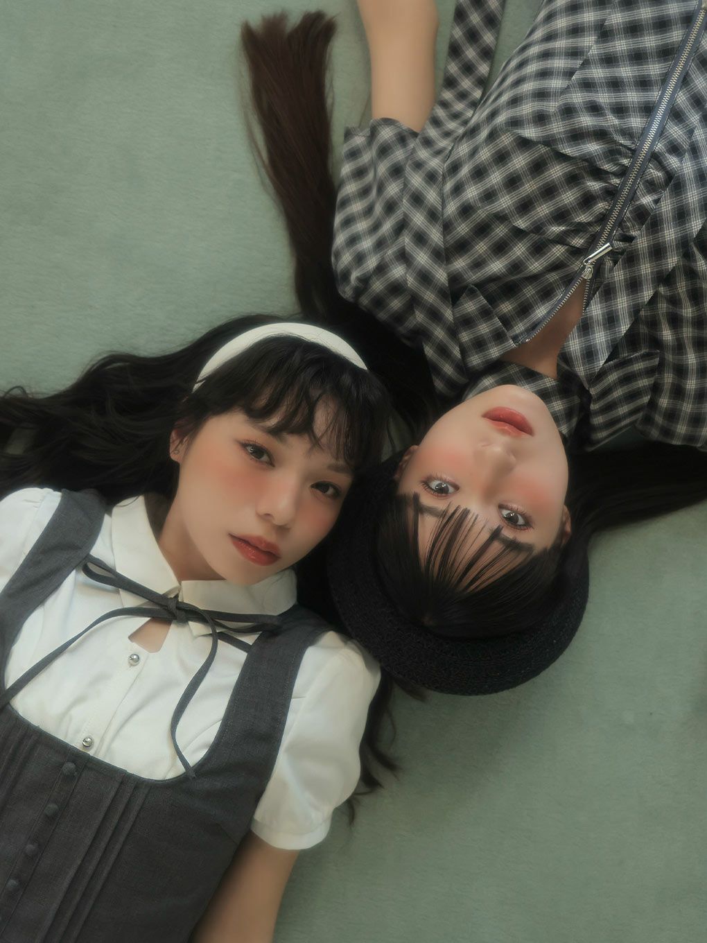 【BUBBLES】リボンベストレイヤードブラウス