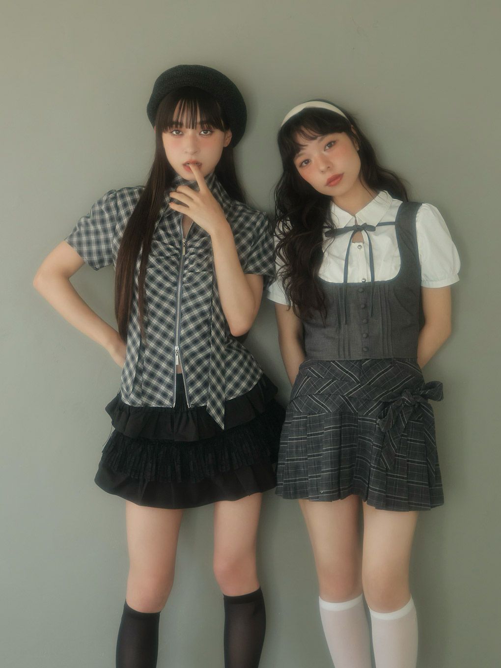 【BUBBLES】リボンベストレイヤードブラウス