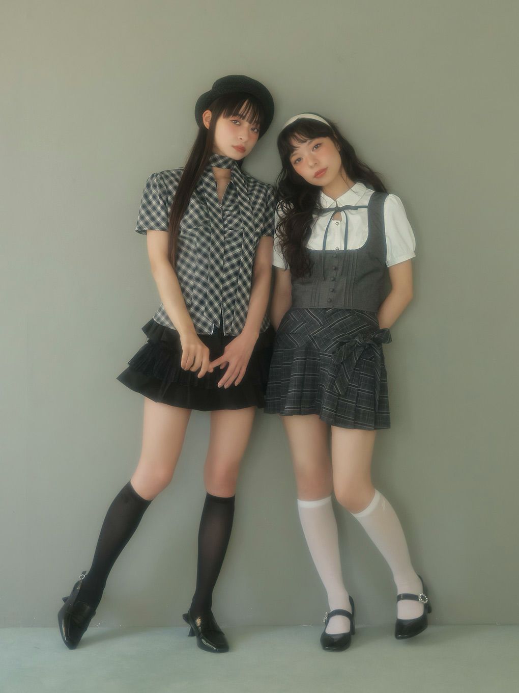 【BUBBLES】リボンベストレイヤードブラウス