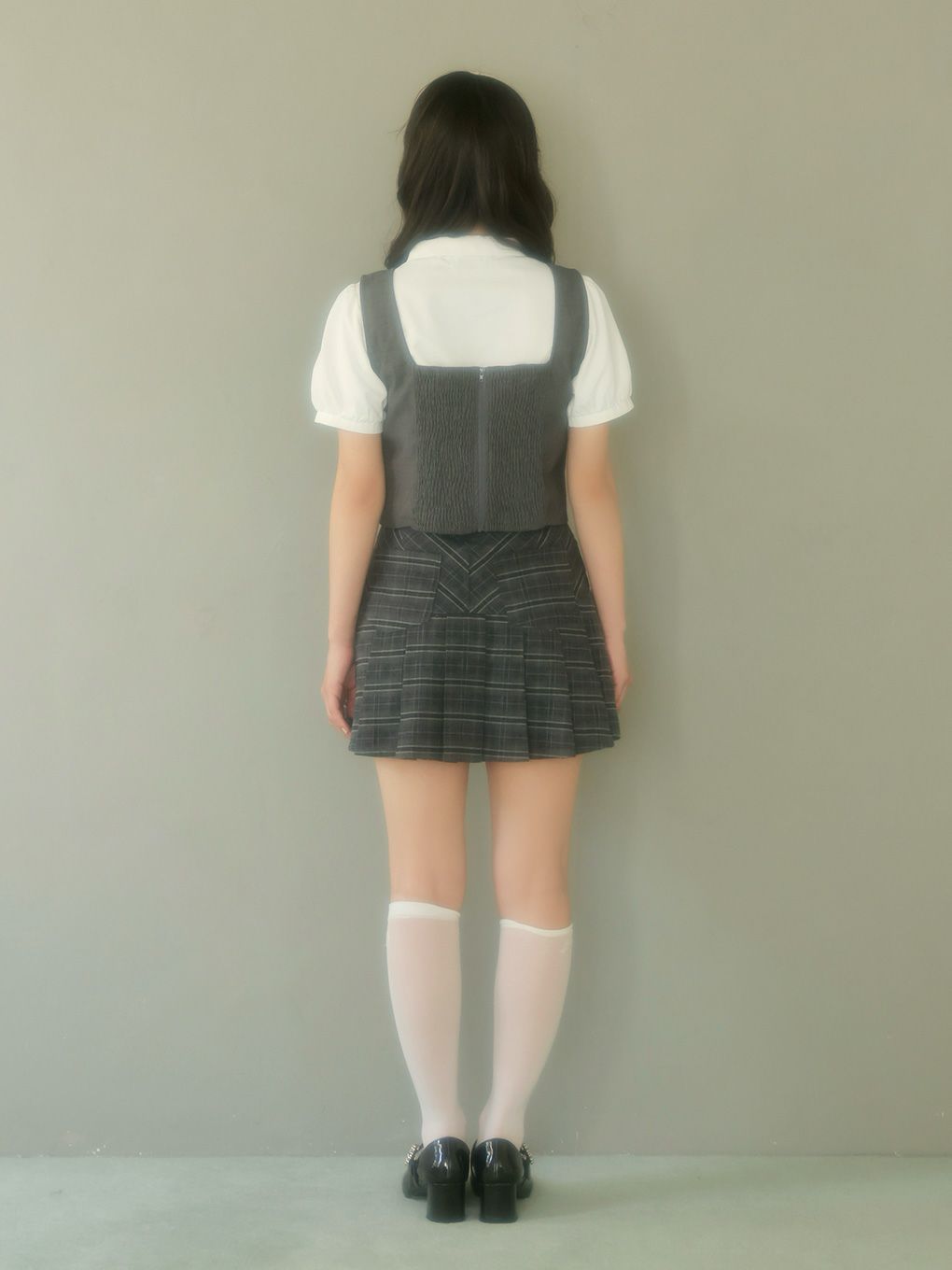 【BUBBLES】リボンベストレイヤードブラウス