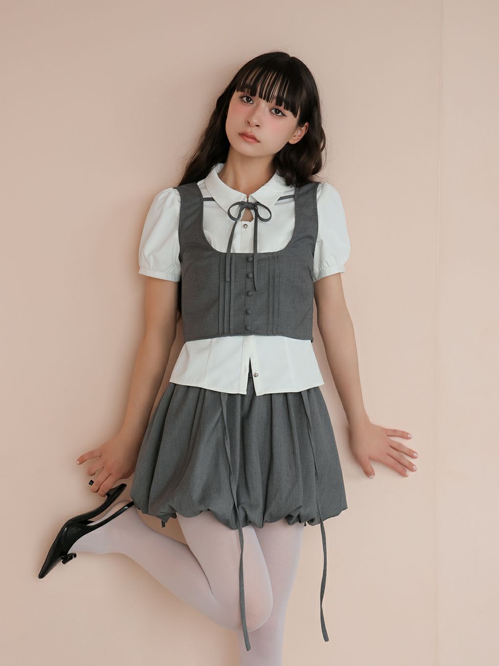 【BUBBLES】サイドリボンバルーンスカート