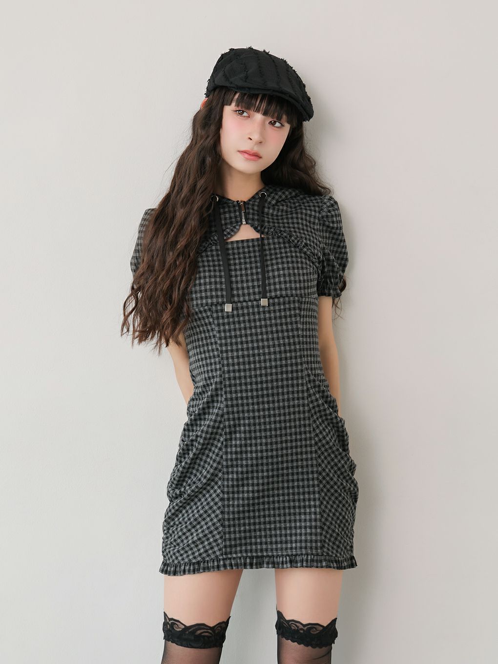 【BUBBLES】ギャザーパーカーワンピース