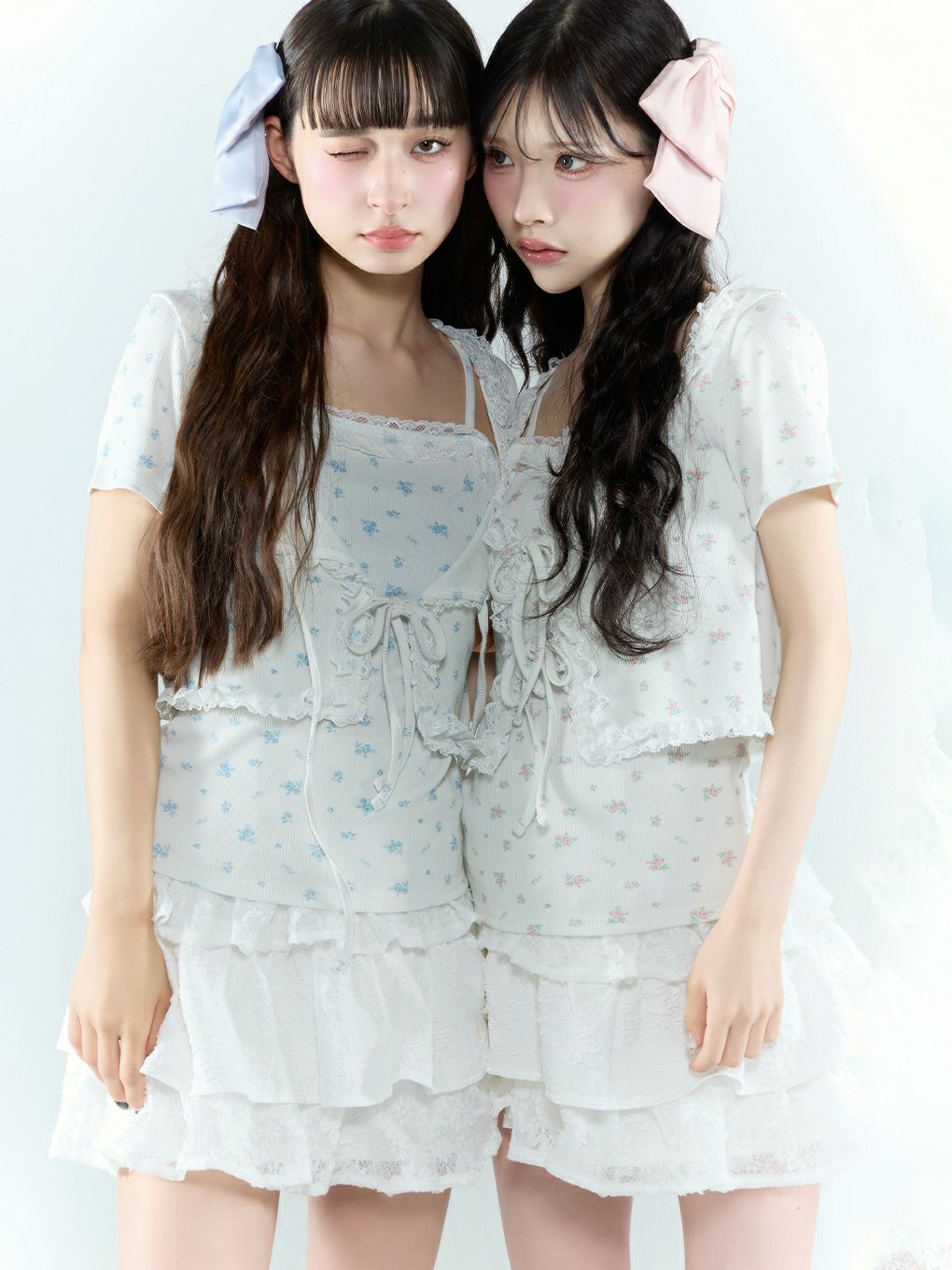 【BUBBLES】フラワーリブアンサンブル