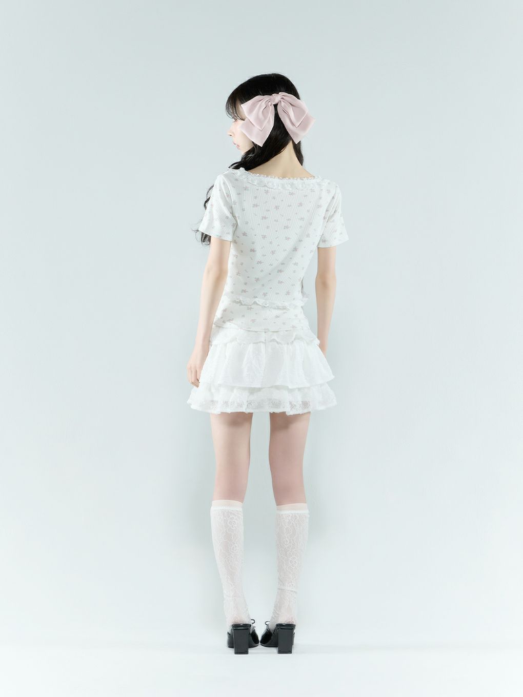 【BUBBLES】フラワーリブアンサンブル