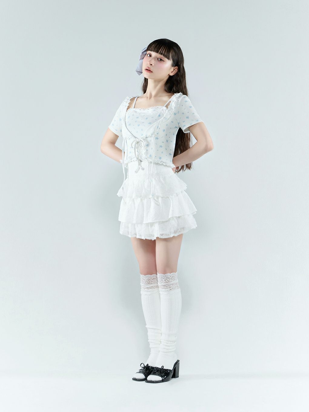 【BUBBLES】フラワーリブアンサンブル