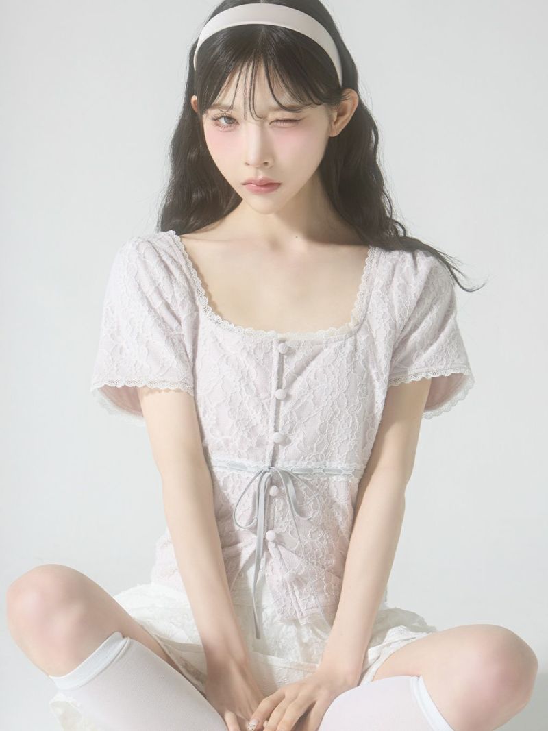BUBBLES】ガーリーレーストップス | sparkling mall online store