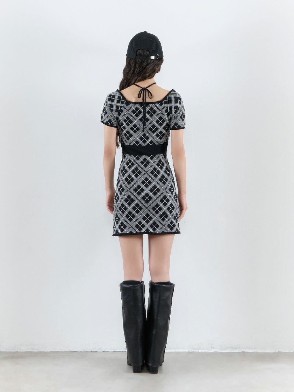 【BUBBLES】チェックジャガードワンピース