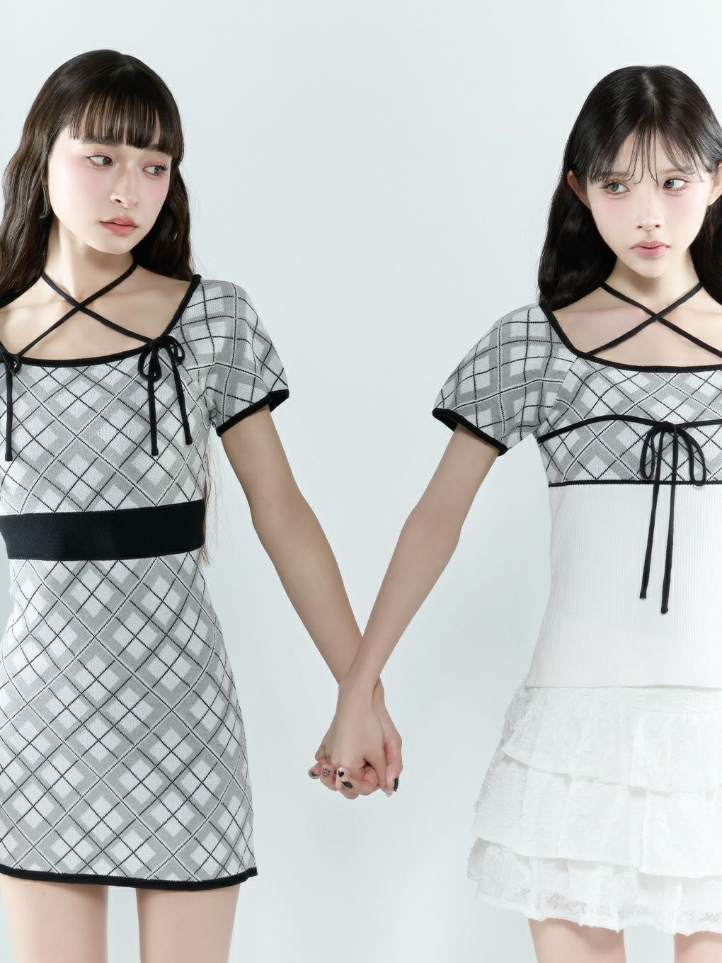 【BUBBLES】チェックジャガードワンピース
