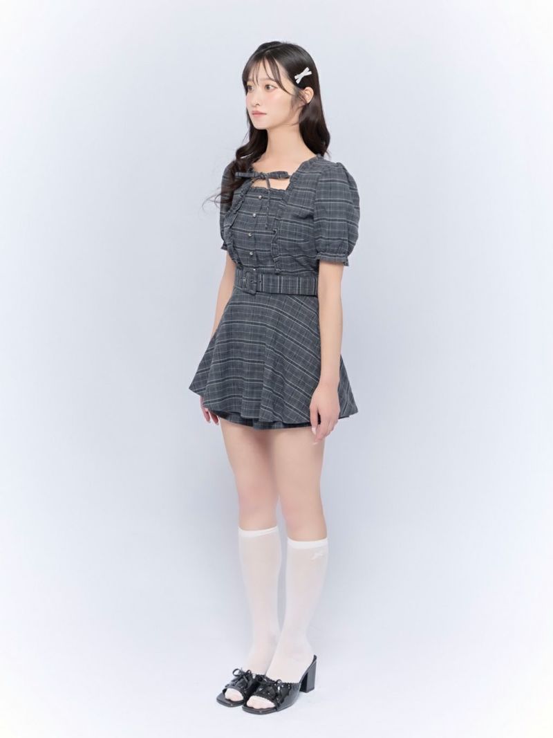 BUBBLES バブルス フリルペプラムセットアップ　チェック BUBBLES】フリルペプラムセットアップ | sparkling mall online