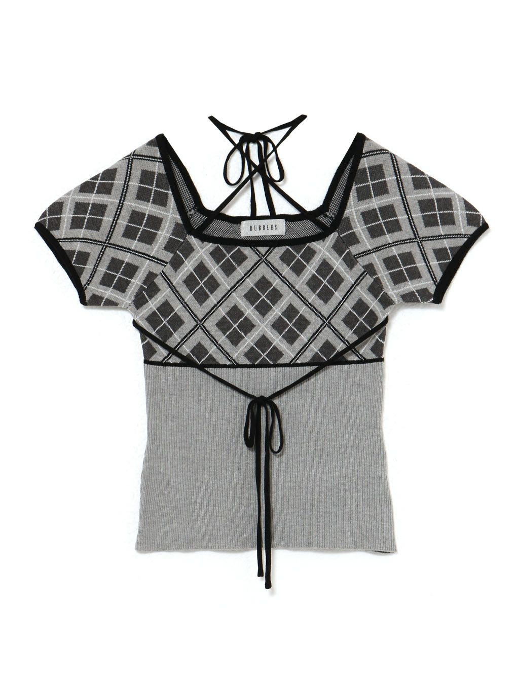 【BUBBLES】チェックジャガードトップス