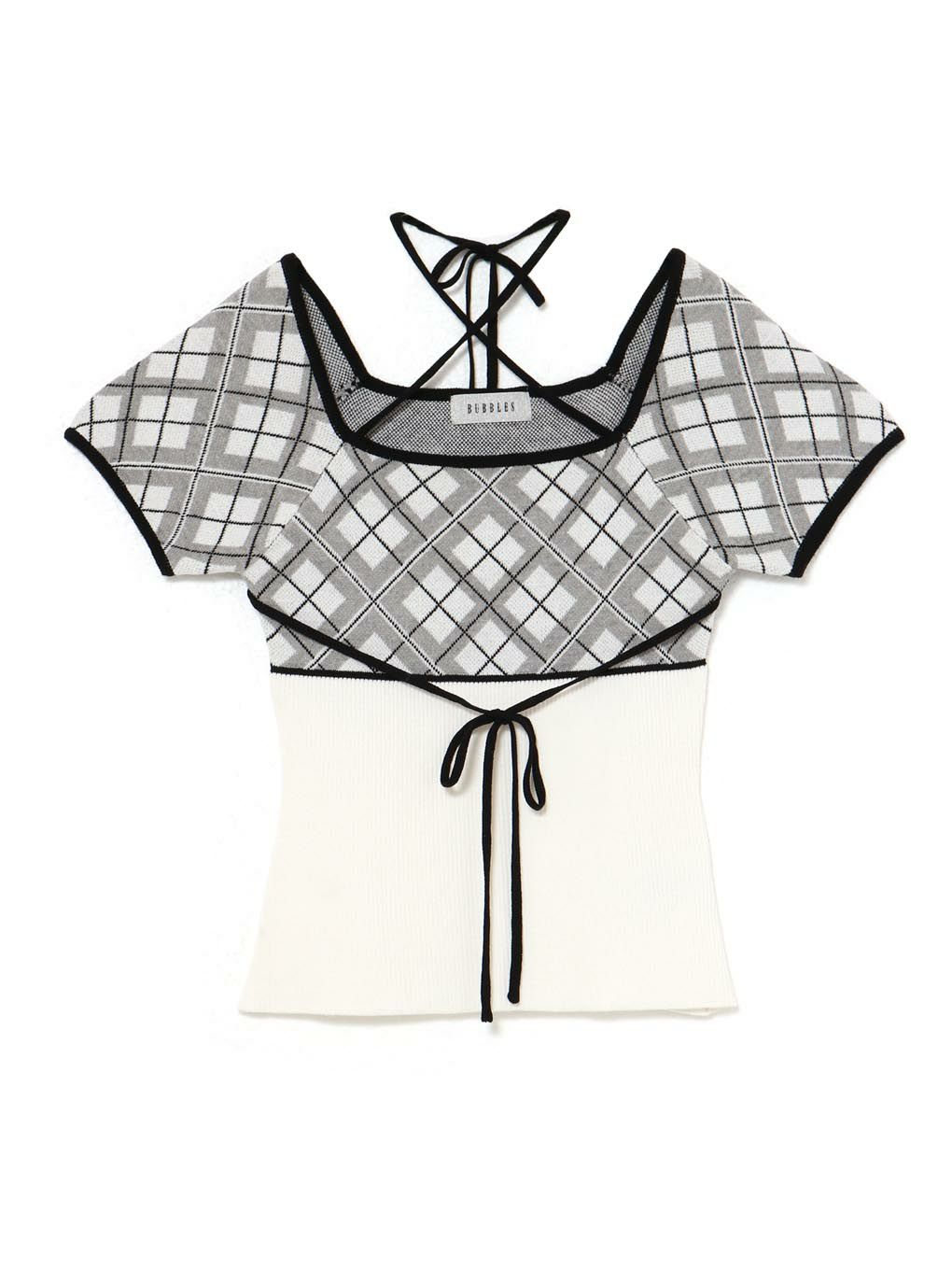【BUBBLES】チェックジャガードトップス