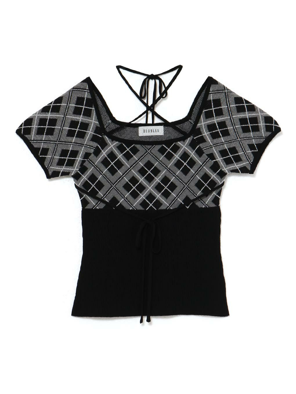 【BUBBLES】チェックジャガードトップス