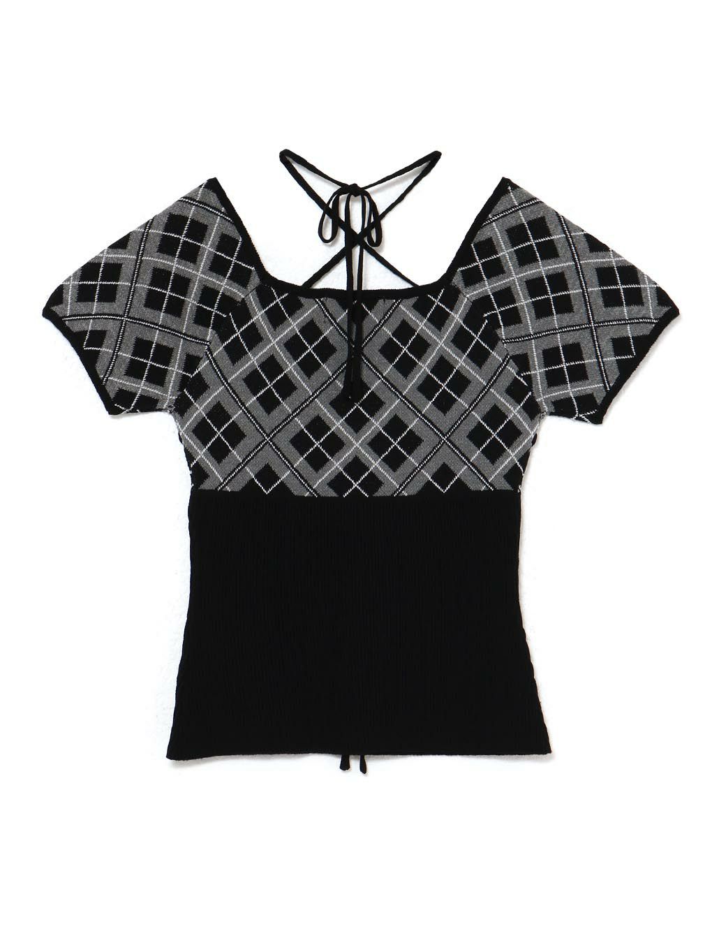 【BUBBLES】チェックジャガードトップス