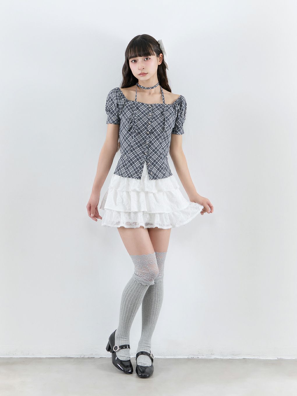 【BUBBLES】スクエアリボンブラウス