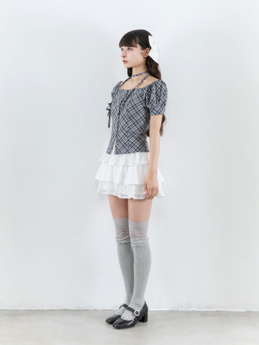 【BUBBLES】スクエアリボンブラウス