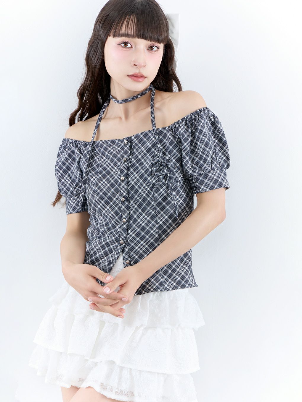 【BUBBLES】スクエアリボンブラウス