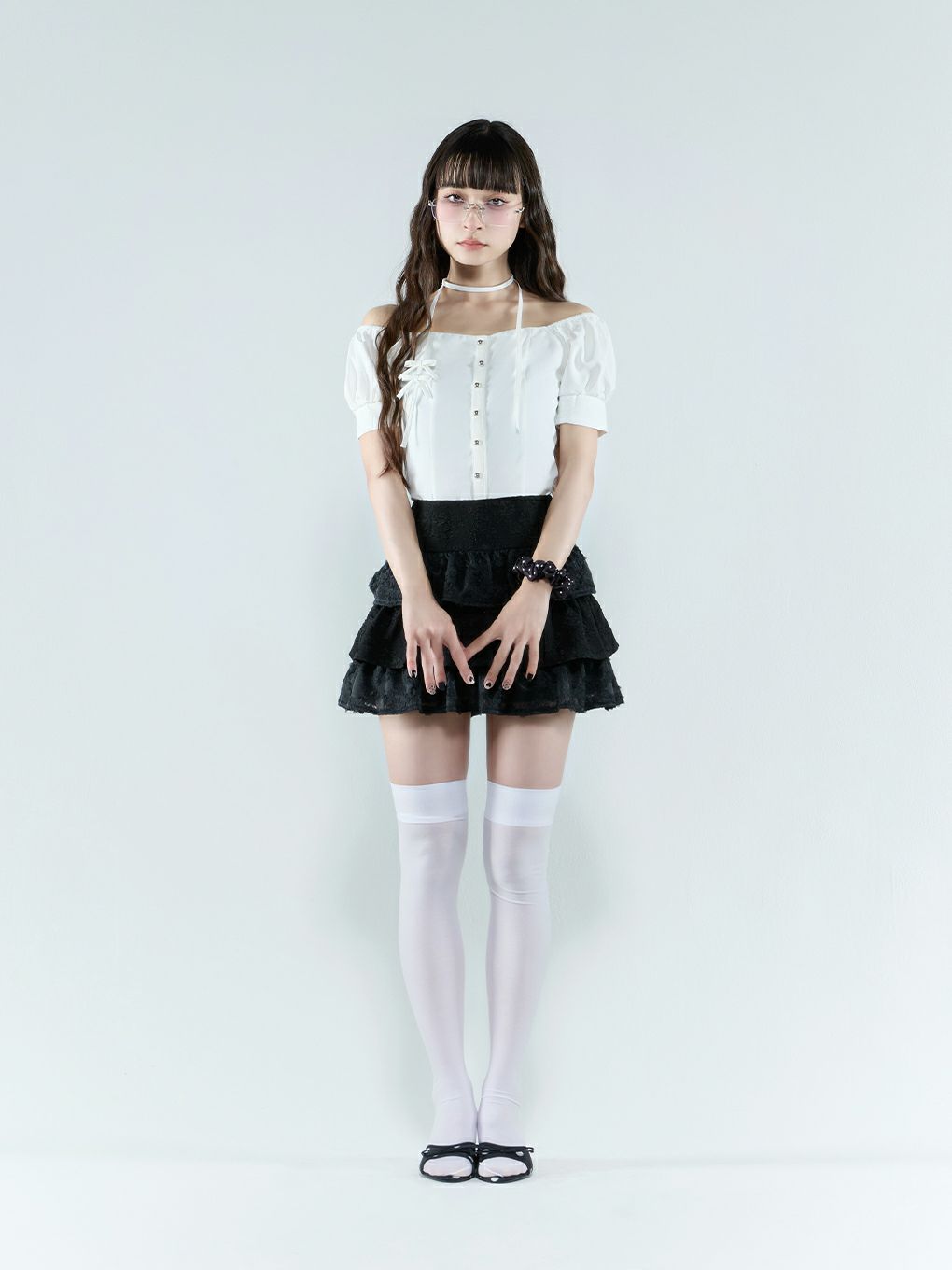 【BUBBLES】スクエアリボンブラウス