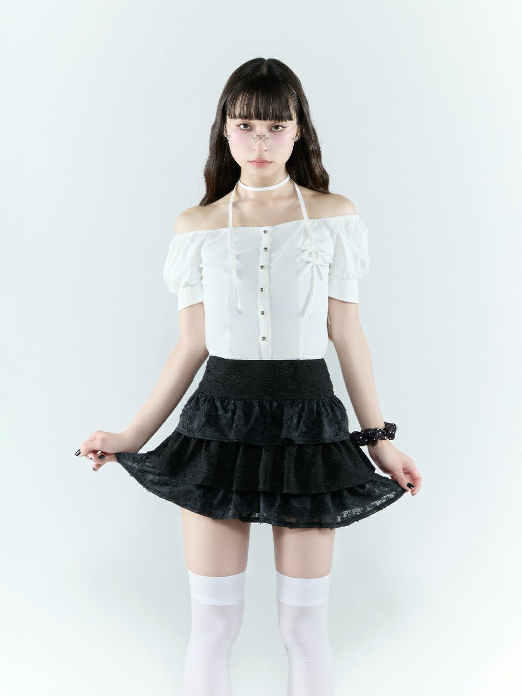 【BUBBLES】スクエアリボンブラウス