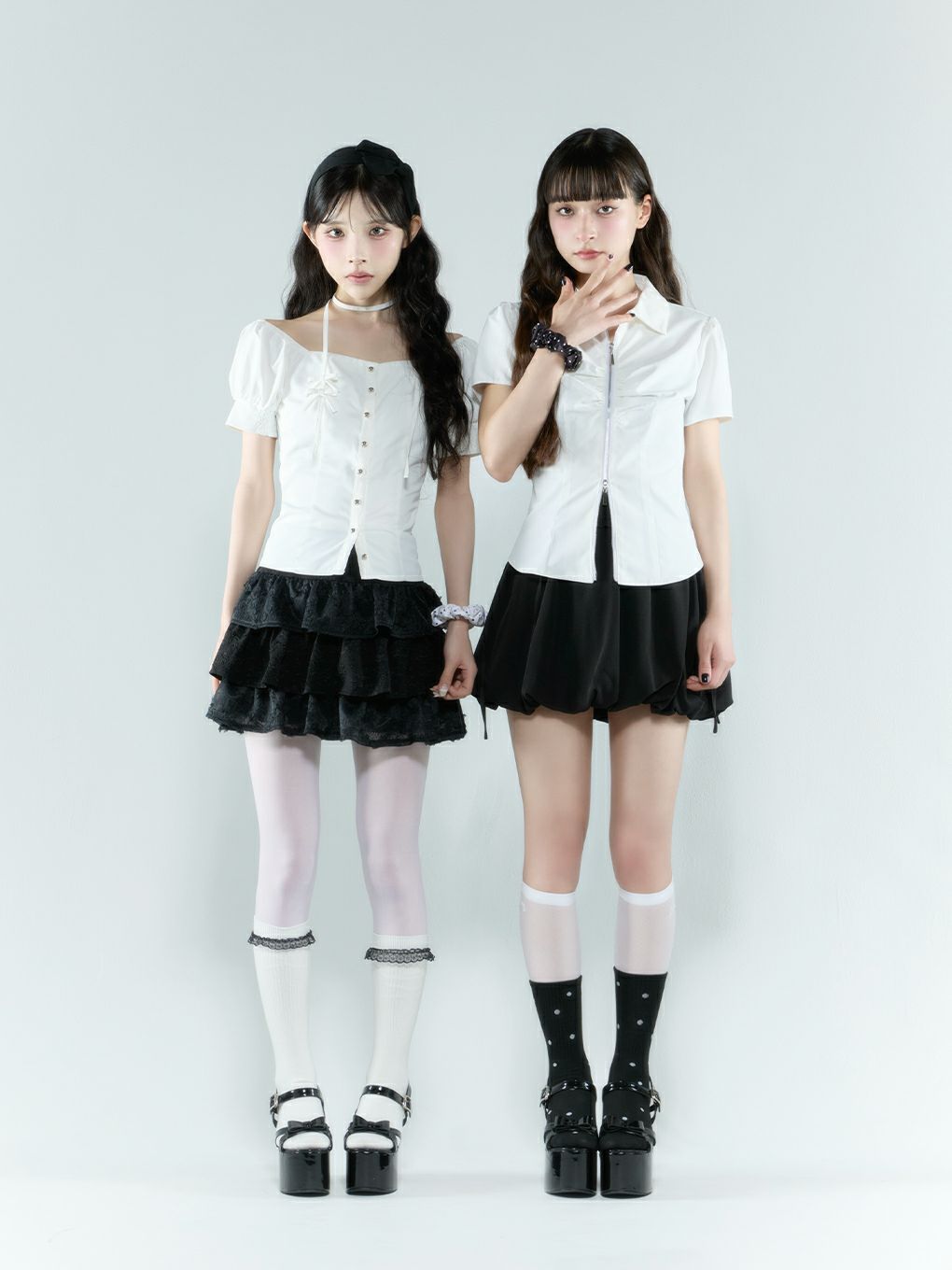 【BUBBLES】スクエアリボンブラウス